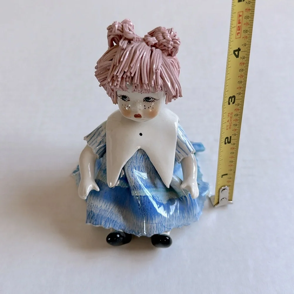 Vintage Lino Zampiva Italian Spaghetti Hair Girl Figurine